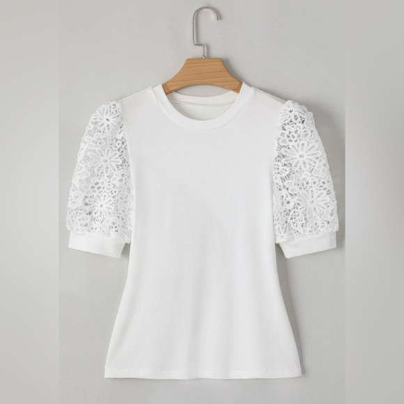 Elegant White Lace Sleeve Top - Picture 5 of 10